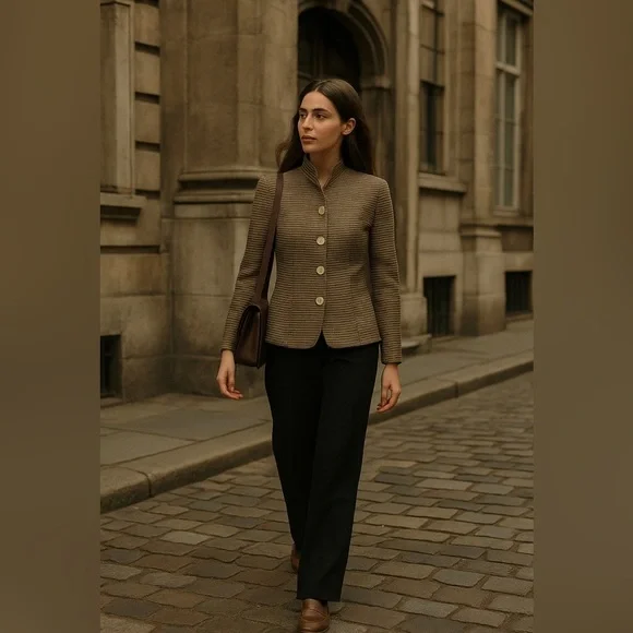 Zanella Italy Metallic Stripe Blazer 8 Dark Academia Heritage Luxe Jacket Office - Picture 6 of 10